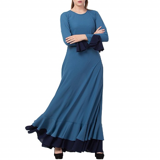 Dual colored Designer Umbrella abaya- French Blue-Navy Blue